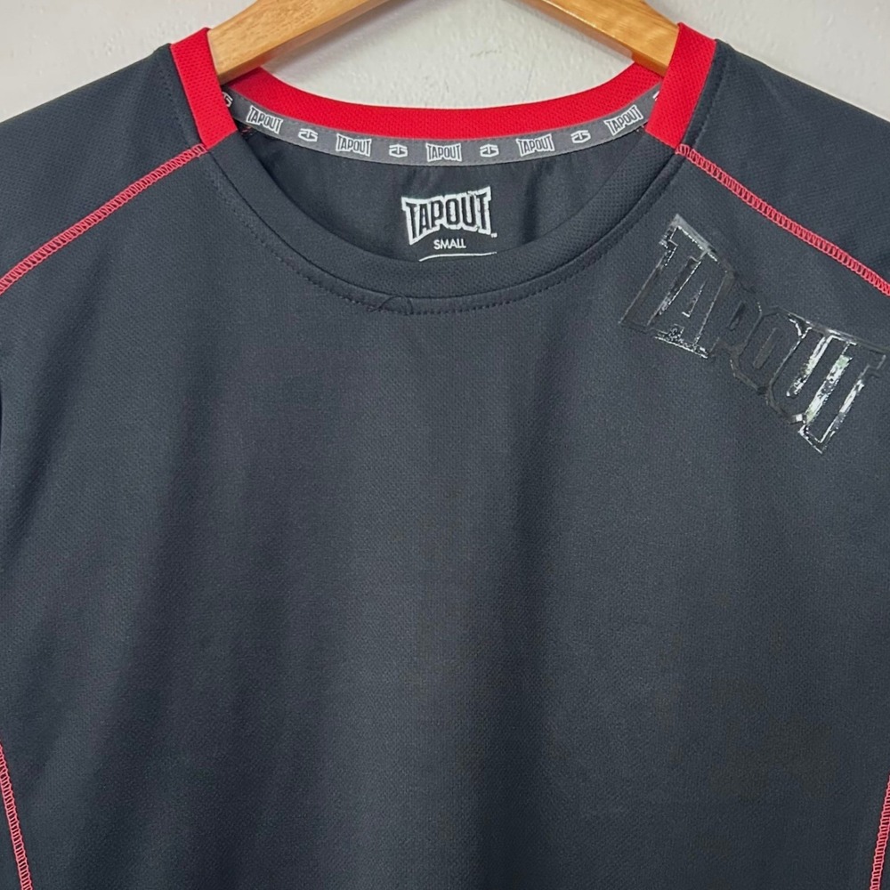Tapout WWE Performance Shirt Mens S Black Red MMA Wrestling Training Athletic